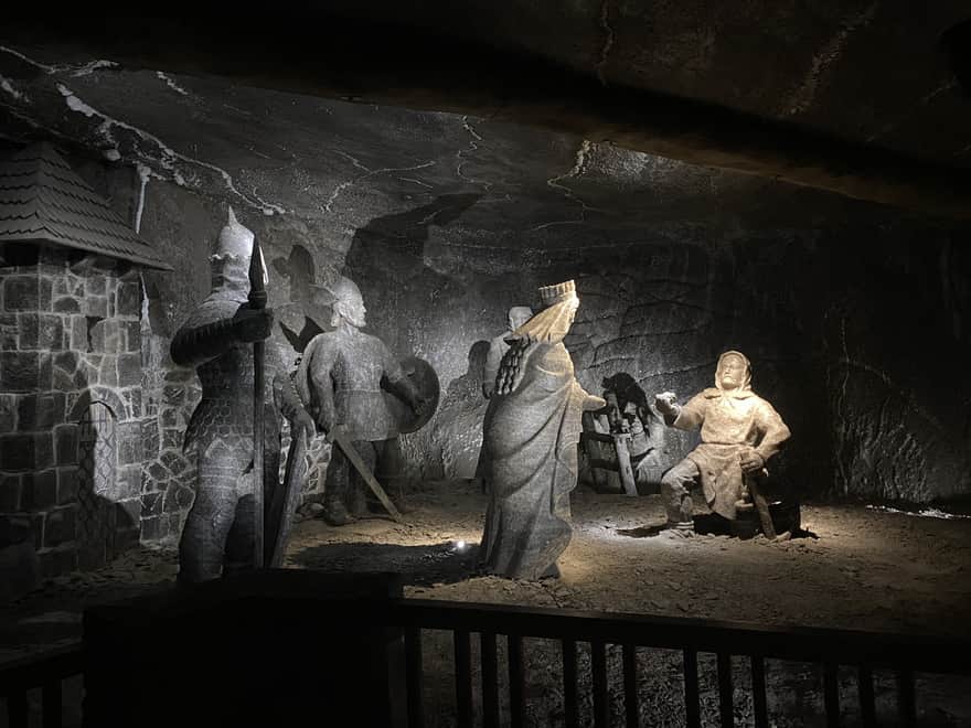 Salt sculpture illustrating the legend in the Wieliczka Salt Mine