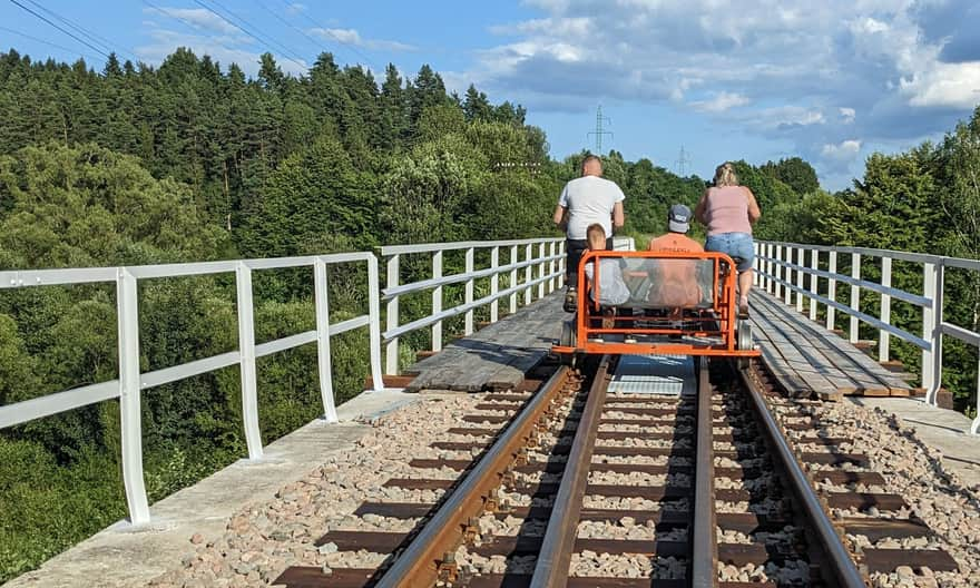 Bicycle trolleys in Uherce Mineralne - bridge on the route to Stefkowa