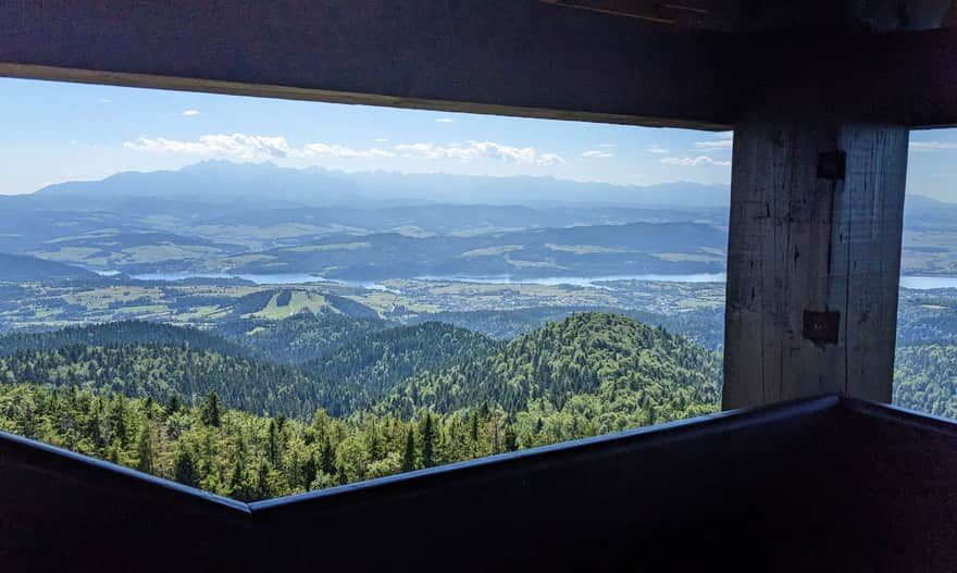 Tatra Mountains and Czorsztyńskie Lake from the tower on Lubań