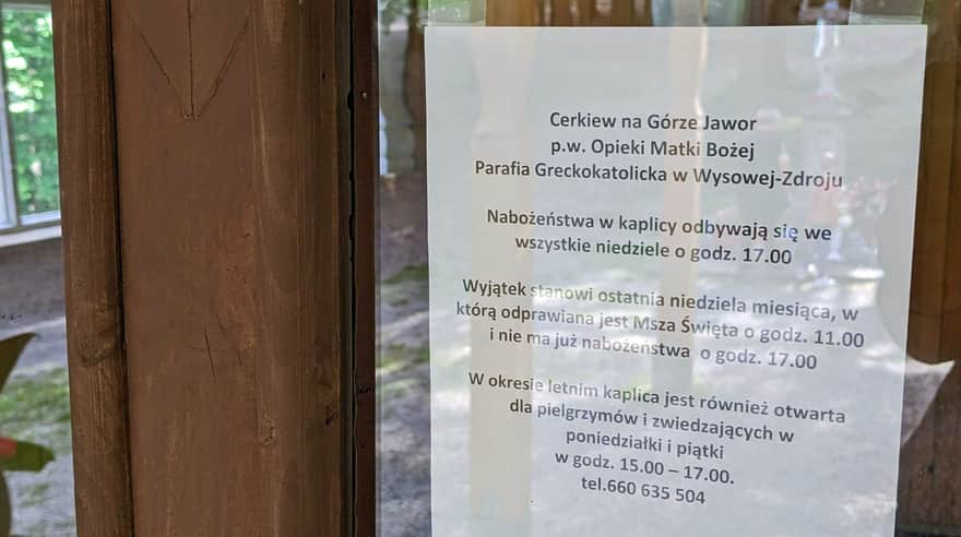 Cerkiew Opieki Matki Bożej na Górze Jawor - msze święte