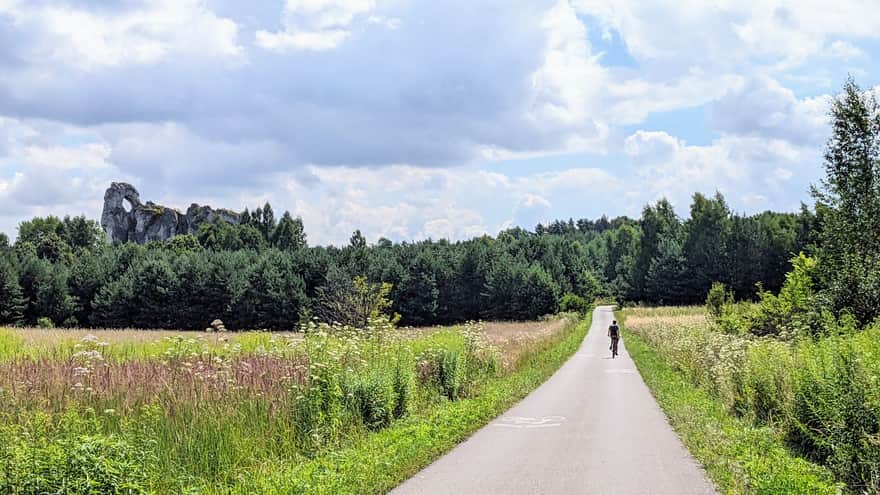 Bike Path Kromołów-Morsko, with Okiennik Wielki Rock in the Background