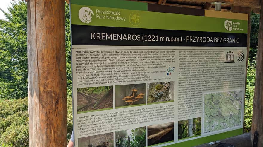 Information board about nature on Kremenaros / Krzemieniec