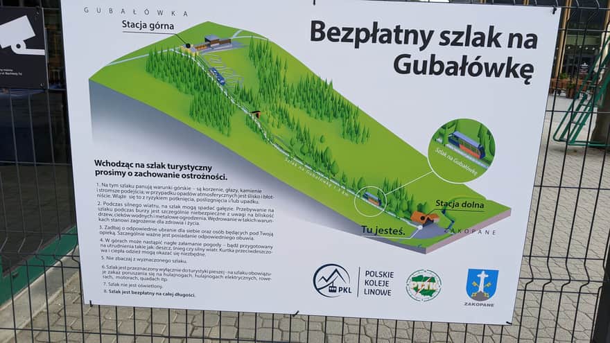 Black trail to Gubałówka along the cable car