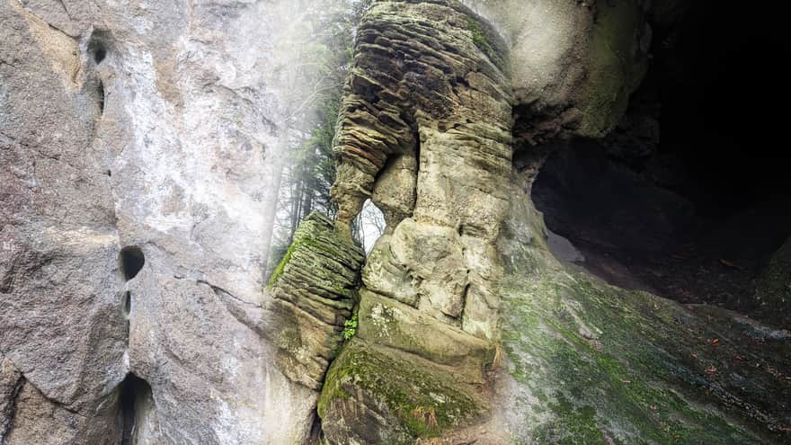 Zbojeckie Okno - famous rock pinnacle in the Beskid Maly mountains