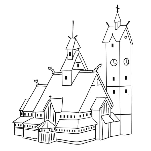 Świątynia Wang w Karpaczu - kolorowanka dla dzieci