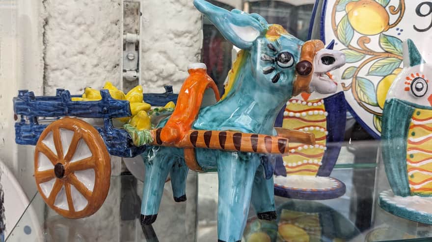 Donkey in a souvenir shop in Amalfi
