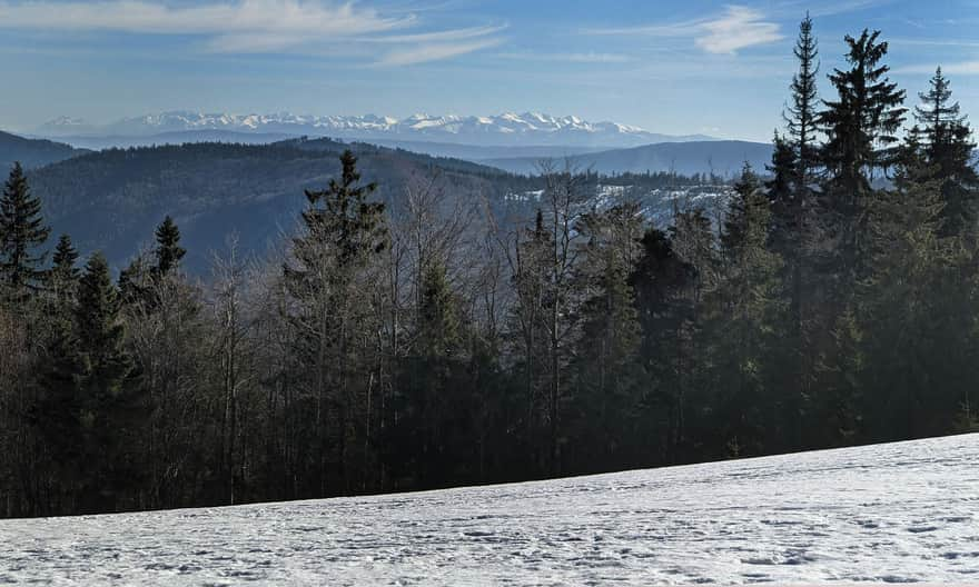 Tatry z Przełęczy Halnej między Wielką i Małą Rycerzową