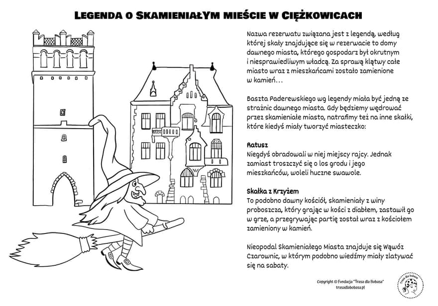 Skamieniałe Miasto i Wąwóz Czarownic - kolorowanka pdf dla dzieci do wydruku