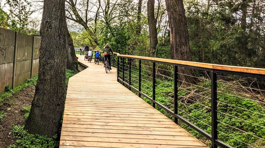 Wooden footbridge in Mydlniki