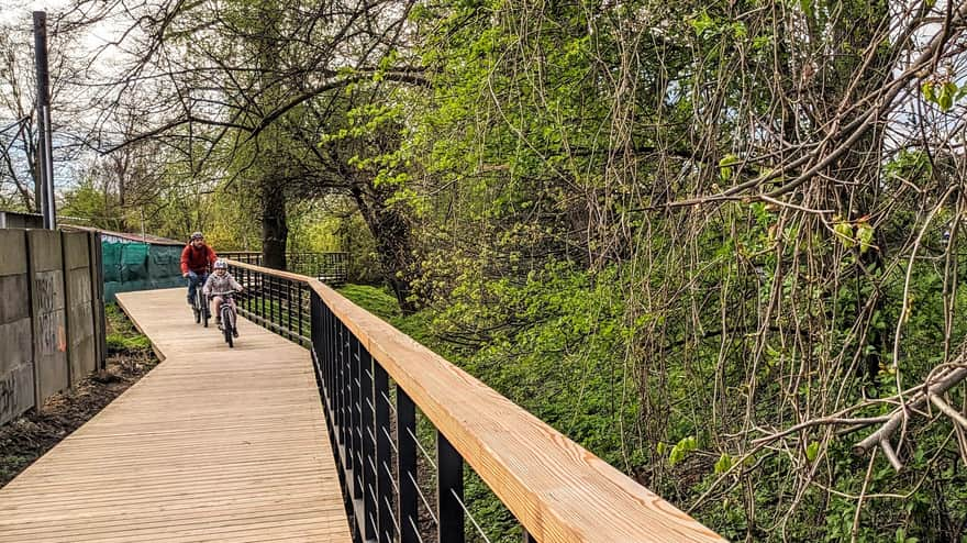 Wooden footbridge in Mydlniki