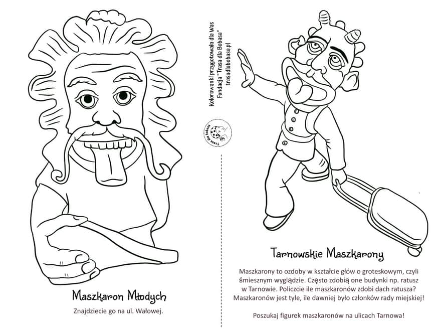 Tarnowskie Maszkarony - kolorowanki dla dzieci pdf do wydruku 