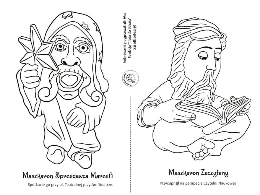 Tarnowskie Maszkarony - kolorowanki dla dzieci pdf do wydruku 