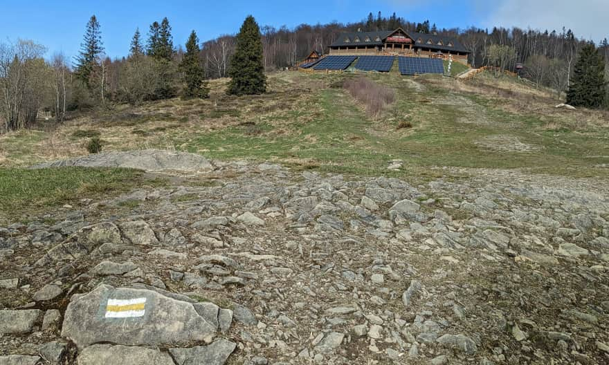 Yellow trail from the shelter on Równica towards the summit