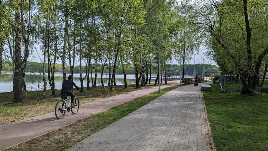 Walking and cycling path around Pogoria III reservoir in Dąbrowa Górnicza