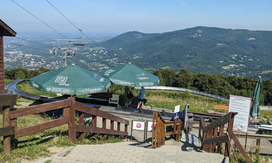 Polana Stokłosica - letni tor saneczkowy i widok na północny-wschód