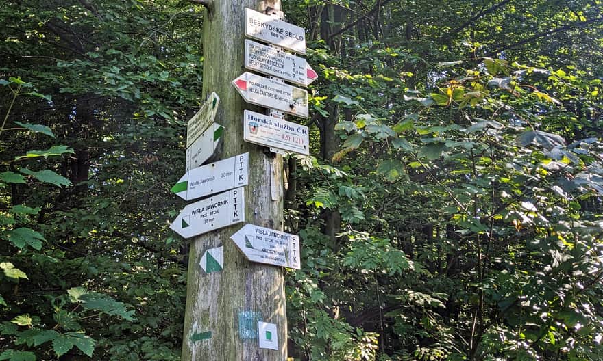 Przełęcz Beskidek - intersection of Polish and Czech trails