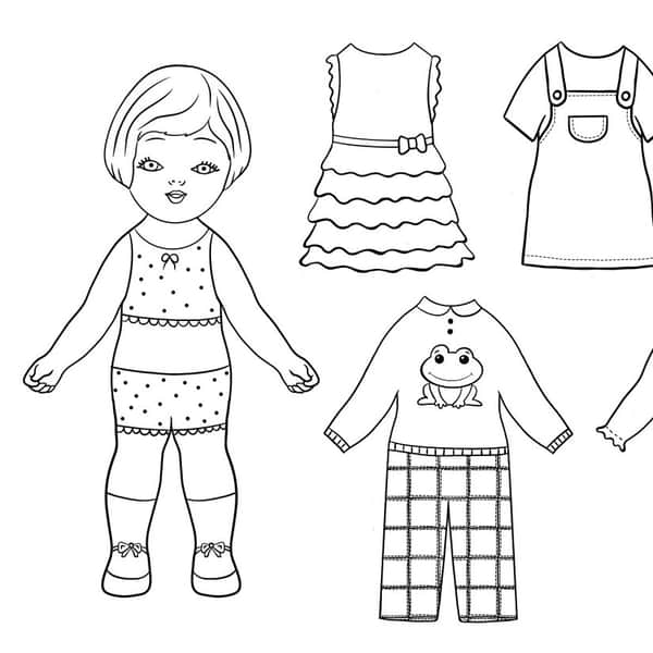 Wycinanki papierowa lalka do ubierania i kolorowania - pdf do wydruku