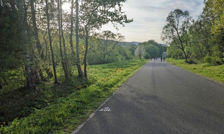 Czerwony szlak na Przełęcz Bukowską. Odcinek asfaltem: Wołosate - Przełęcz Beskid