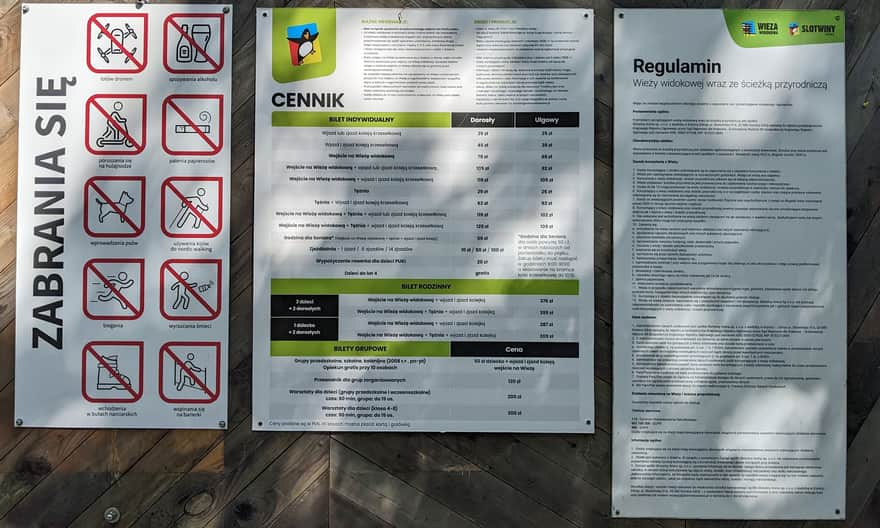 Regulamin więzy widokowej i ściezki w kornoach drzew Słotwiny w Krynicy-Zdroju
