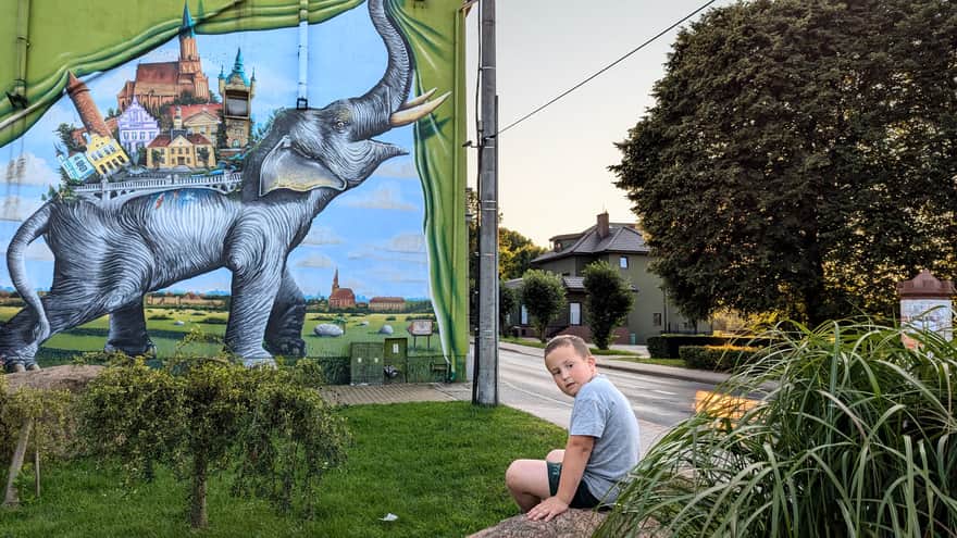 Mural ze słoniem w Trzebiatowie