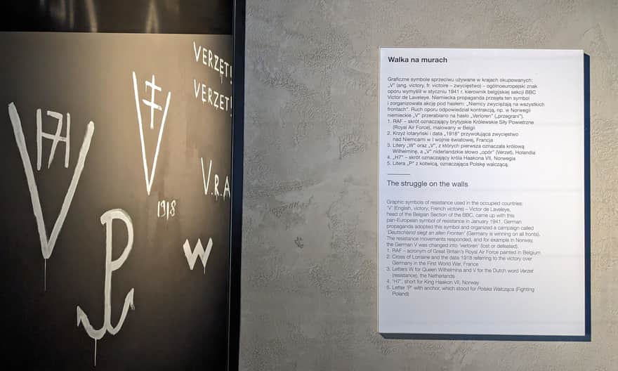 Muzeum II Wojny Światowej w Gdańsku. Różne formy "walki na murach" z różnych okupowanych krajów Europy.