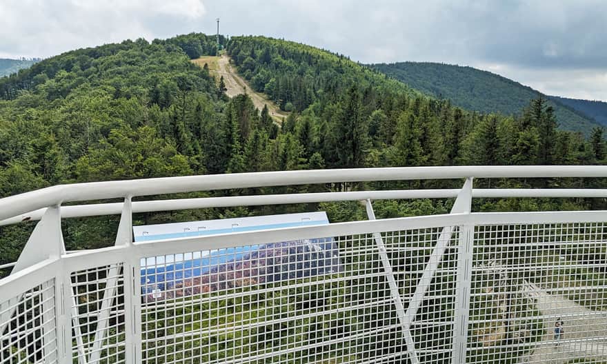 Tower on Szyndzielnia. View to the north: ski slope and Szyndzielnia peak