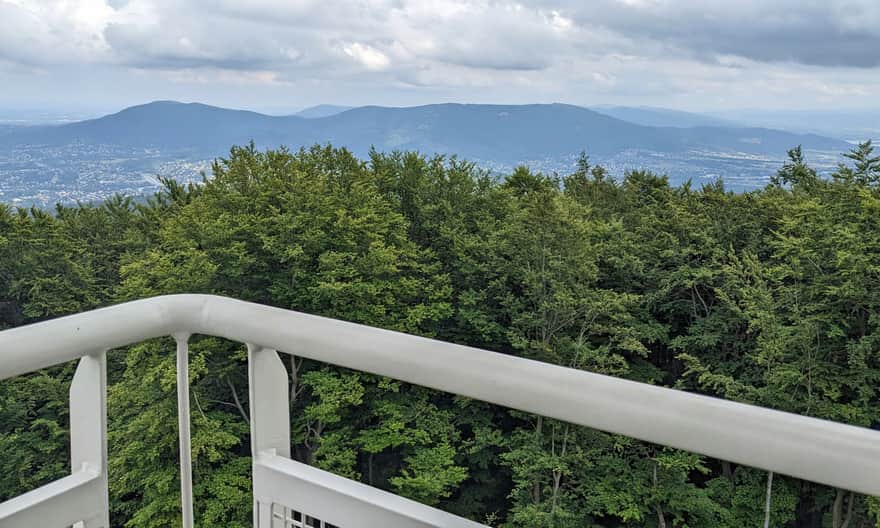 View of Little Beskid from the tower on Szyndzielnia