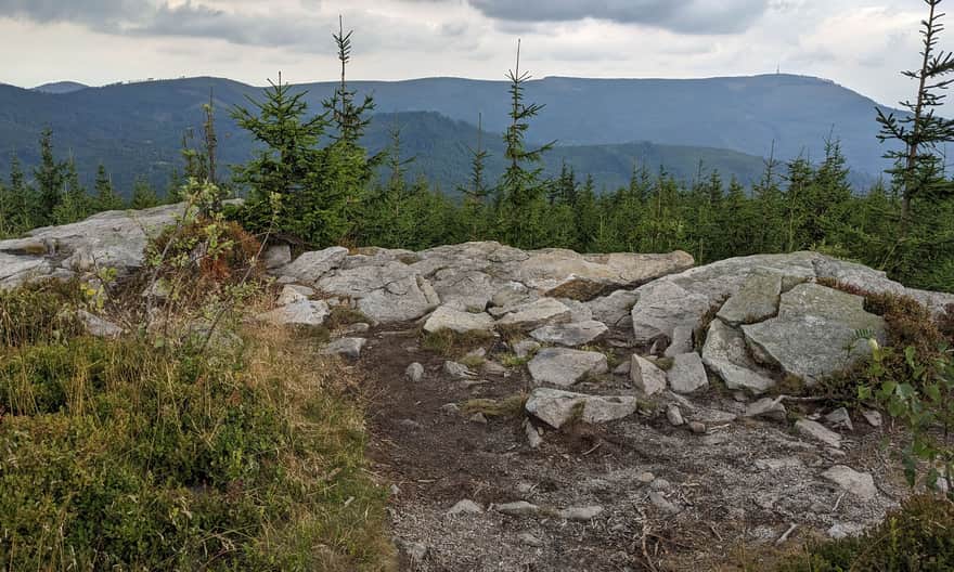 View of Malinowska Skała and Skrzyczne from near the summit of Magurka Radziechowska