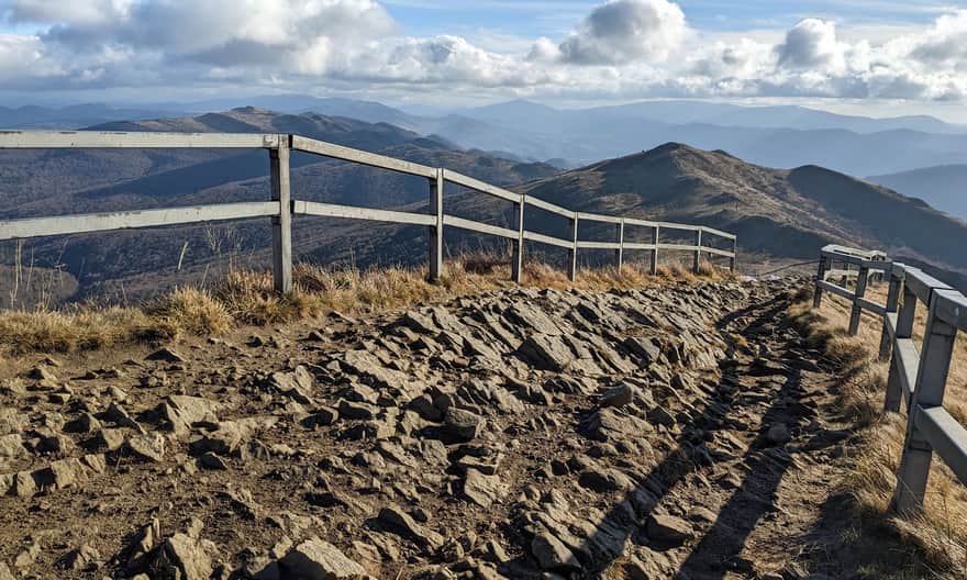 Czerwony szlak Wołosate - Tarnica. Widok z Halicza na południe.