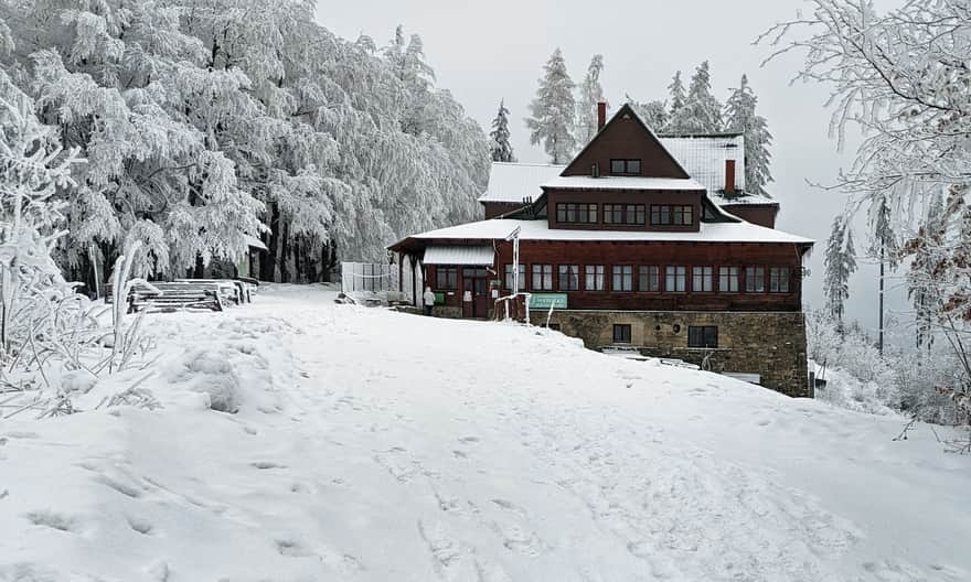 PTTK Hut on Stożek Wielki in winter
