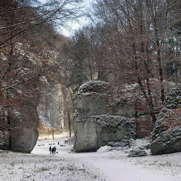 Czajowice - Ojców. Niebieski i czarny szlak zimą
