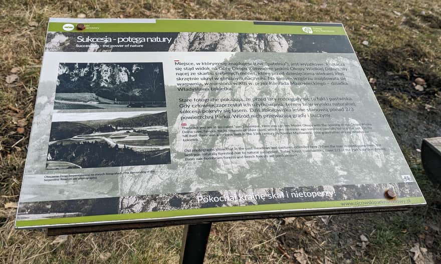 Tablica informacyjna na punkcie widokowym Patelnia, Ojcowski Park Narodowy