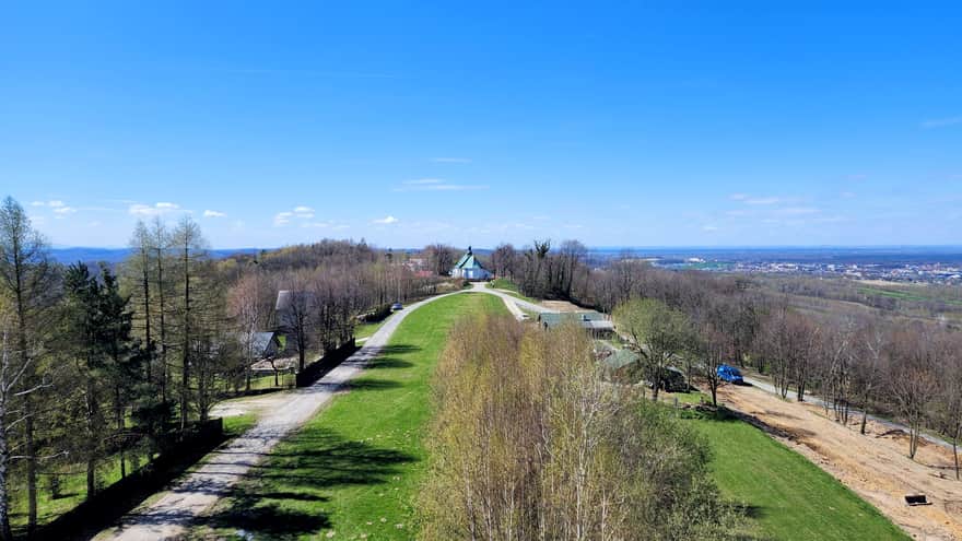 Tower on Bocheniec - view towards the 16th-century Church of St. Anne