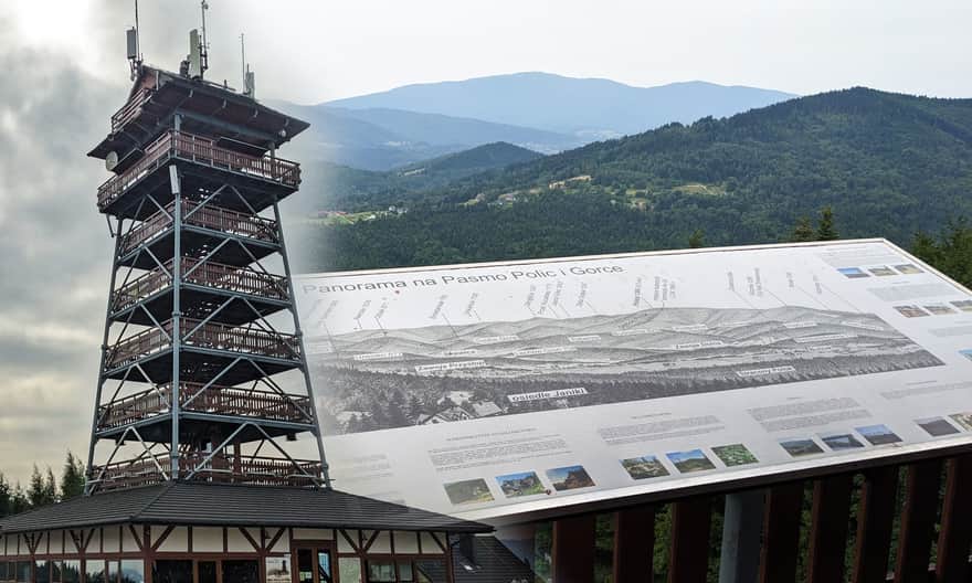 Surzynówka 816 meters above sea level. Beskidzki Raj Lookout Tower near Sucha Beskidzka