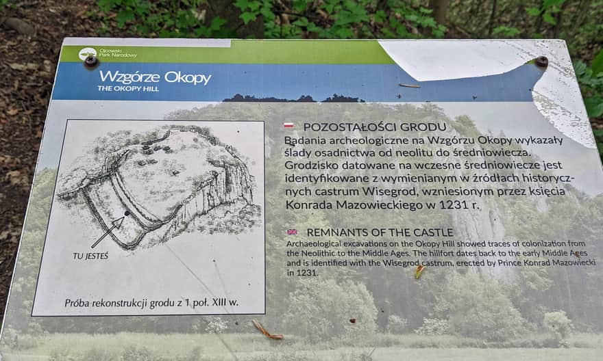 Tablica informacyjna nt. grodziska na Górze Okopy