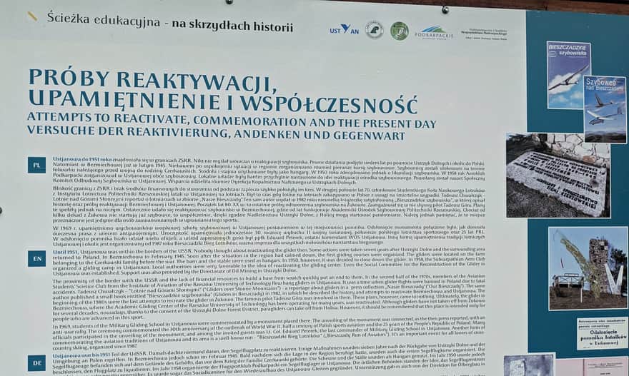 Z Ustjanowej Dolnej na Holicę - tablice ścieżki edukacyjnej "Na skrzydłach historii