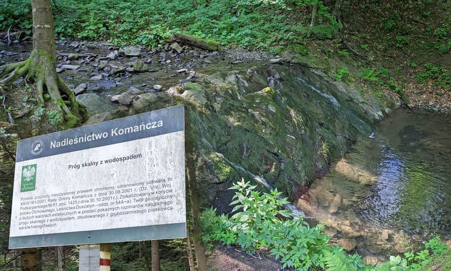Czerwony szlak z Duszatyna do Jeziorek Duszatyńskich - próg skalny na potoku Olchowaty