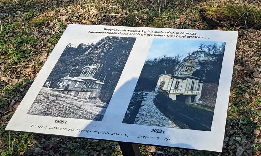 Budynek łazienek uzdrowiskowych przed i po przebudowie na kaplicę