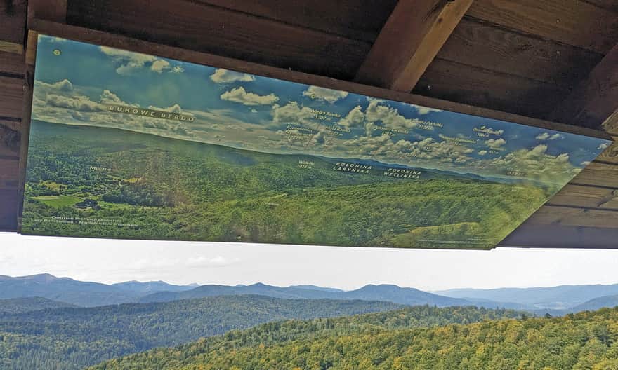  Wieża widokowa na Jeleniowatym - opis panoramy (Połonina Caryńska i Połonina Wetlińska)