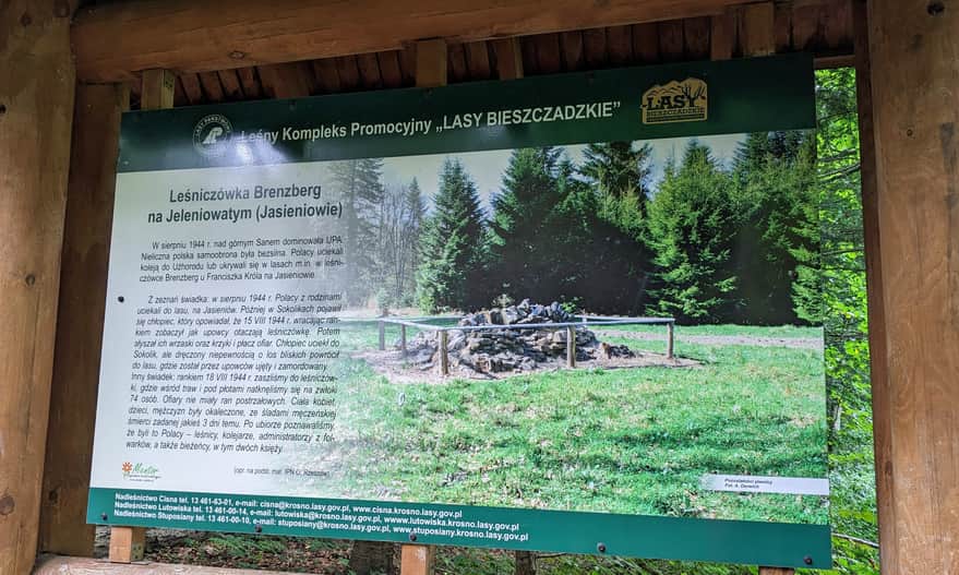Ruiny leśniczówki Brenzberg - tablica informacyjna