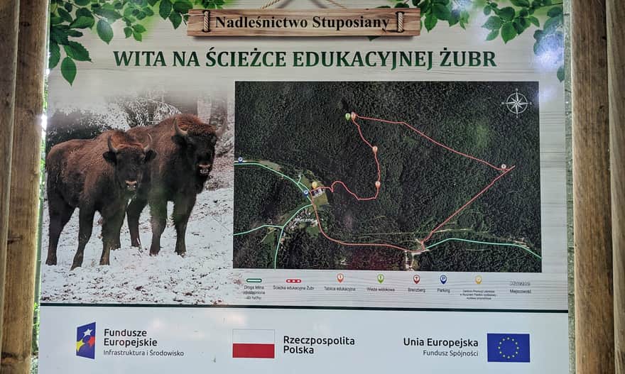 Ścieżka edukacyjna Żubr w Mucznem - mapa ścieżki