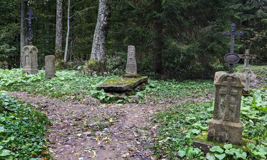 Cmentarz w Berehach Górnych przy czerwonym szlaku Brzegi Górne - Połonina Caryńska