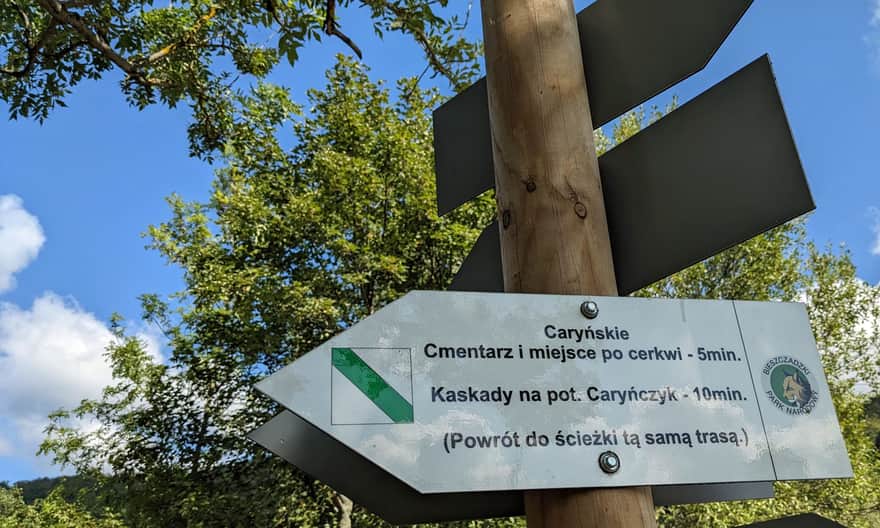 Dolina Caryńskiego - miejsce odejścia bocznej ścieżki do cerkwiska, cmentarza i kaskad na Caryńczyku