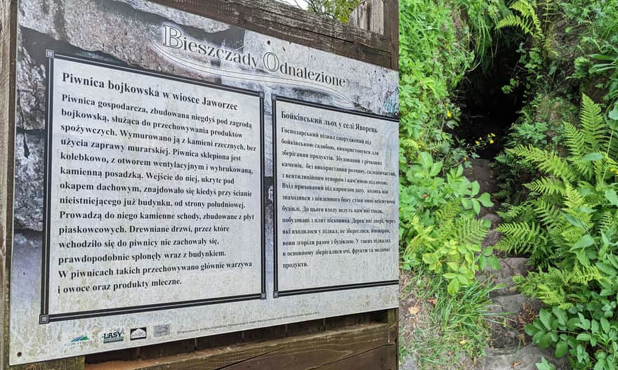 Ścieżka "Bieszczady Odnalezione", Jaworzec: jedna z zachowanych kamiennych piwnic