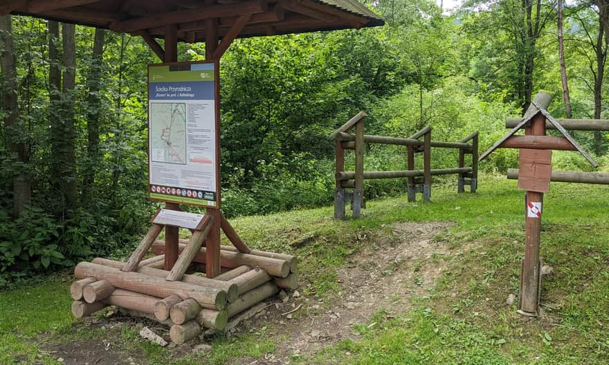Ścieżka przyrodnicza Kiczera. Wejście na teren cerkwiska i cmentarza