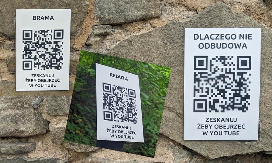 Zamek w Lanckoronie. Wybrane kody QR.