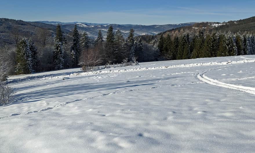 Widok z Hali Boraczej na Beskid Śląski i Śląsko-Morawski