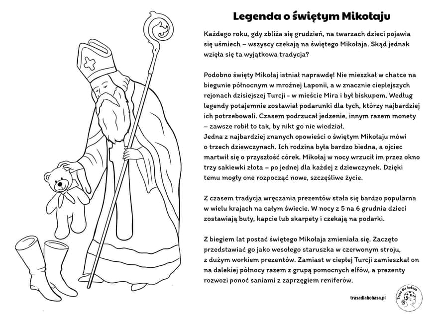 Święty Mikołaj - kolorowanki pdf do wydruku