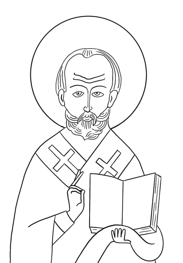 Święty Mikołaj - biskup - ikona - kolorowanka dla dzieci