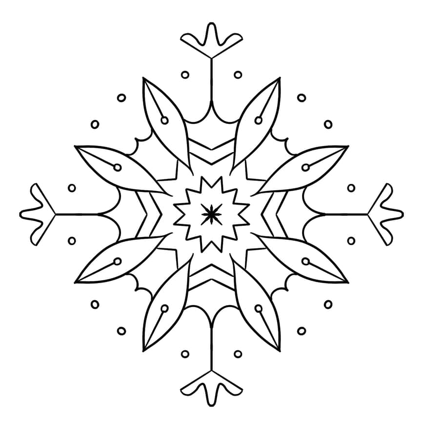 Śnieżynka, płatek śniegu - kolorowanka dla dzieci